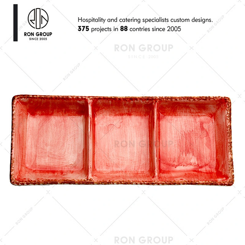 Orange Round Ceramic Dinner Plate For Restaurant