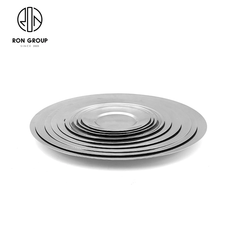 Restaurant Various Sizes Silver Catering Plate Round Shallow Plate