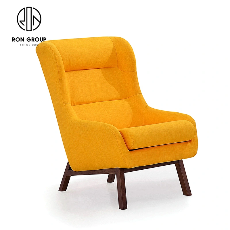 Solid Wood Furniture Modern Style Linen High Density Foam Modern Chair Leisure