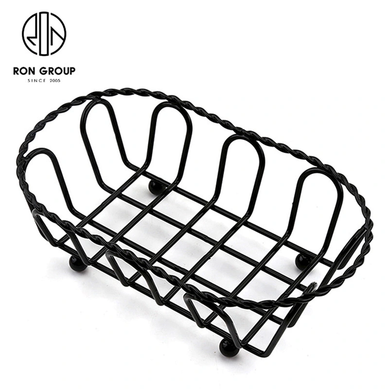 Hot Sale Stainless Steel Black Oval Basket For Home Kitchen Restaurant