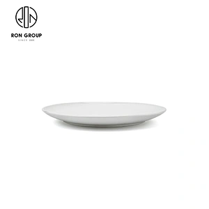 Hotel Porcelain Glossy Tableware Custom White Shallow Round Plate