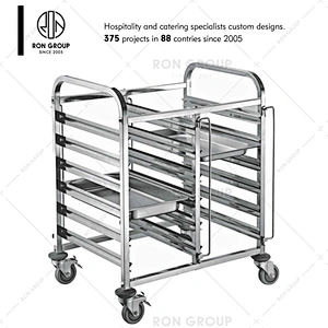 Restaurant 2 Tier stainless steel kitchen service trolley with wheels
