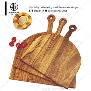 Custom restaurant round wooden pizza cutting board with handle