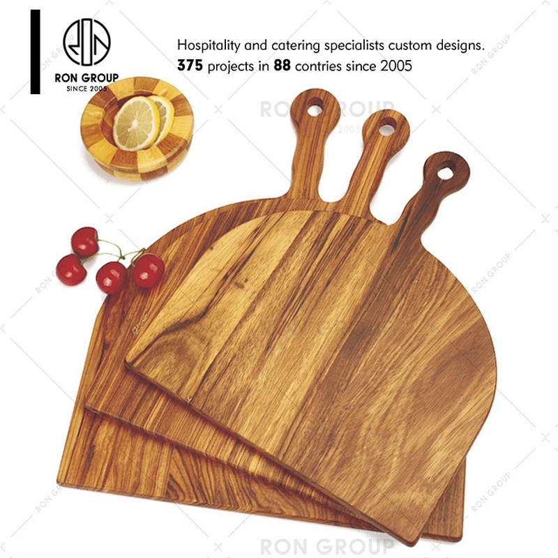 Custom restaurant round wooden pizza cutting board with handle