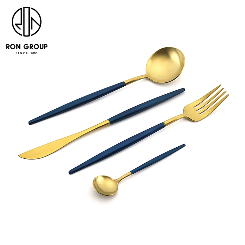 Wedding Restaurant White Gold Flatware Stainless Steel Cutlery Set With White Handle