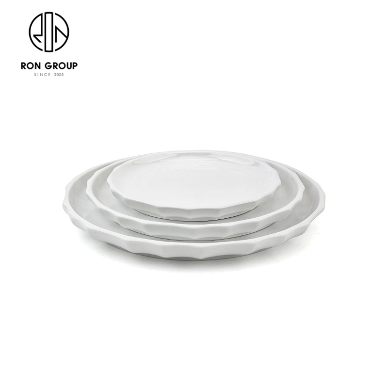White Porcelain Dinnerware Polygon Round Plate For Wedding Restaurant
