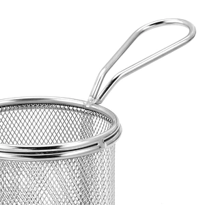 High Quality Cylindrical Metal Iron Wire Kitchen Accessories Stainless Steel Round Mesh Fry Basket