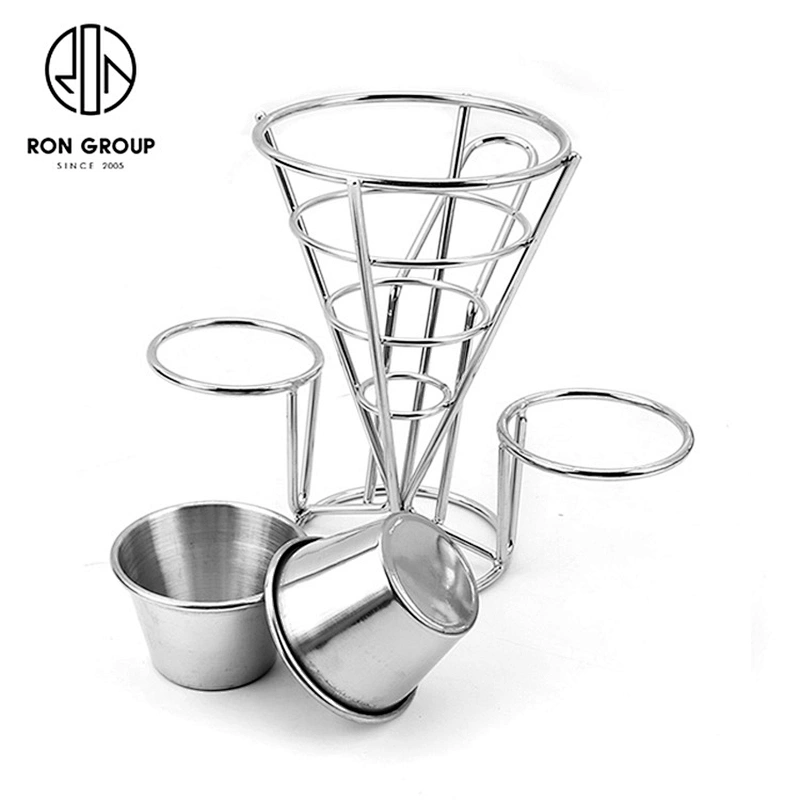 Stainless Steel Countertop Two Cups French Fry Holder Stand