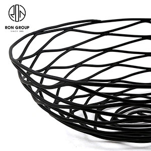 Accept Customization Metal Iron Wire Kitchen Accessories Black Large Size Bread Basket