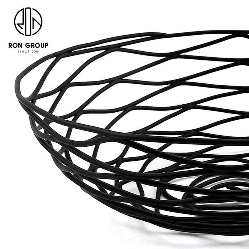 Accept Customization Metal Iron Wire Kitchen Accessories Black Large Size Bread Basket