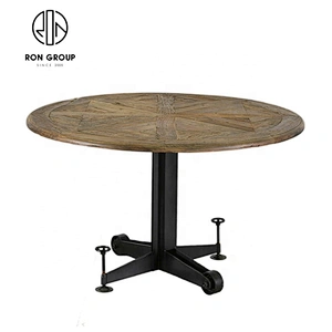 High End Old Elm Desktop Restaurant Dining Round Iron Table