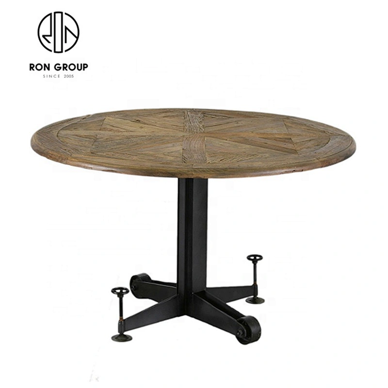 High End Old Elm Desktop Restaurant Dining Round Iron Table