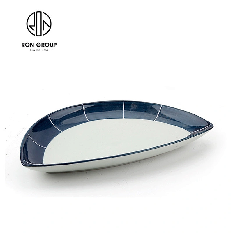 Japanese Style ceramic plate with half-moon shape