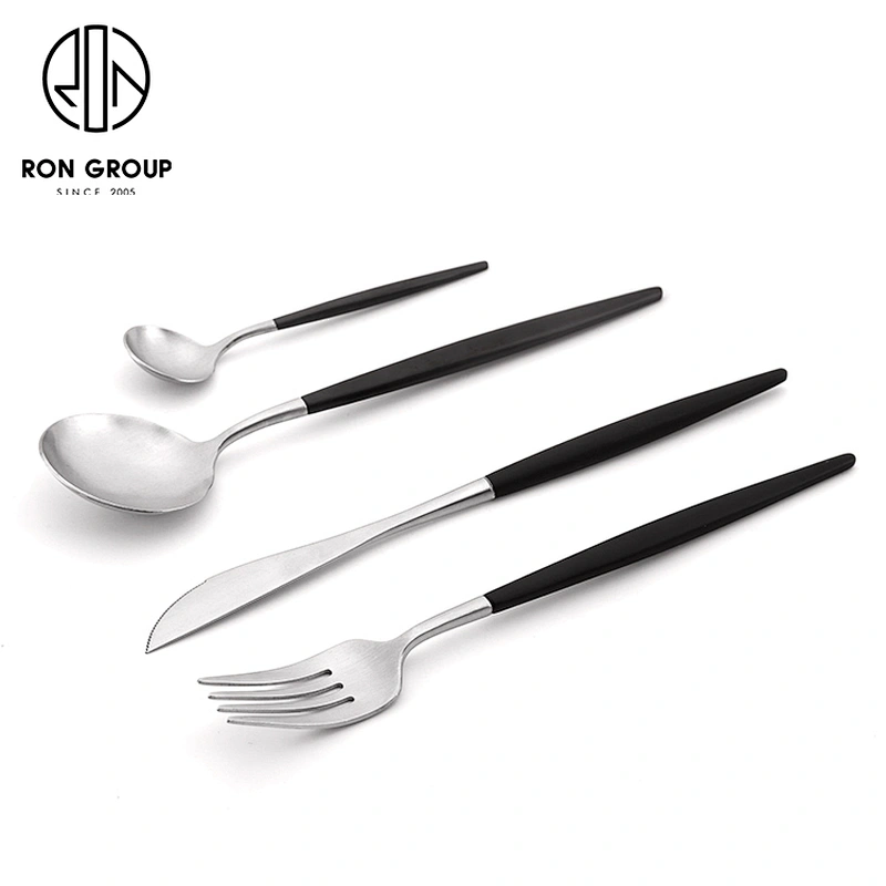 Good Quality Black And Silver Color 304 Stainless Steel Cutlery Flatware Set