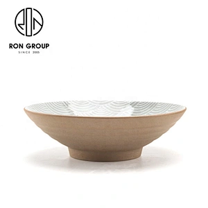 Customized Restaurant Fish Pattern Ceramic Round Khaki Bowl