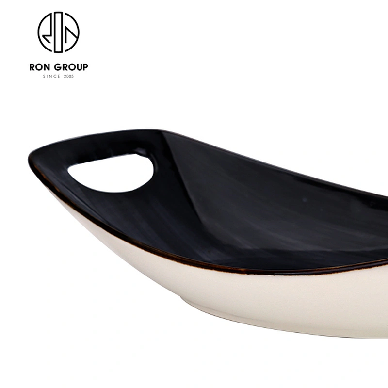 Hand-Painted Black Ceramic Black Ceramic Restaurant Dinner Plates