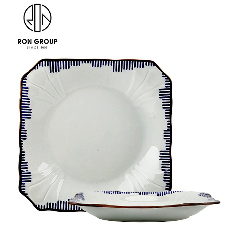 9 Inch Square Porcelain Plates For Restaurant Hotel