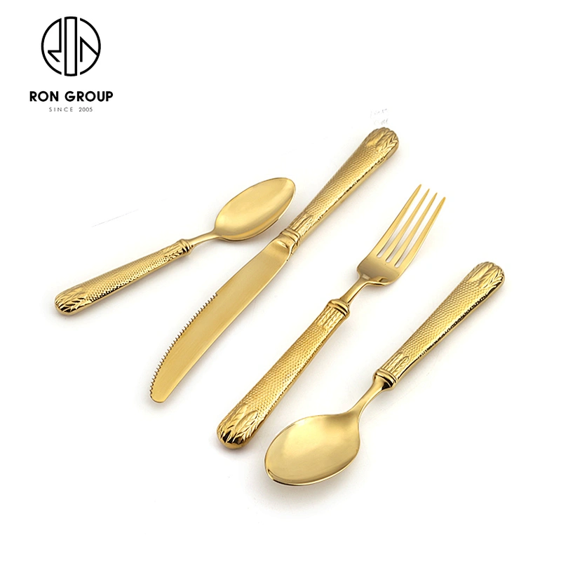 High-End Gold Restaurant 4-Piece Tableware Sets Stainless Steel Wedding Cutlery