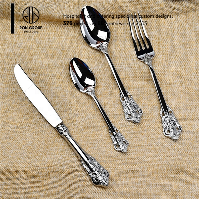 Silver Stainless Steel Spoons Forks Knives Restaurant Cutlery Set