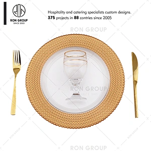 High Quality Gold Rim Clear Glass Charger Plates