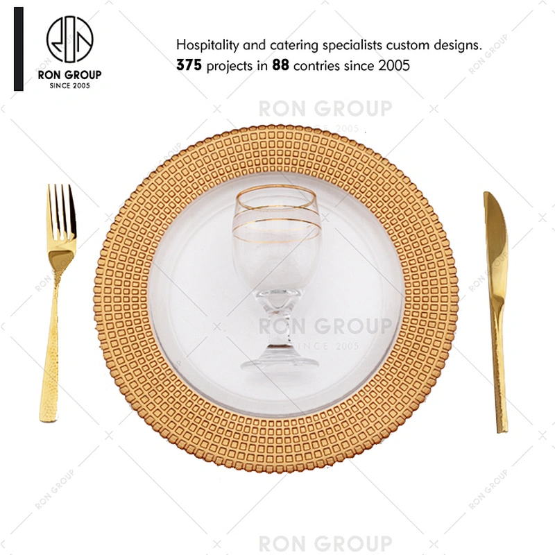 High Quality Gold Rim Clear Glass Charger Plates