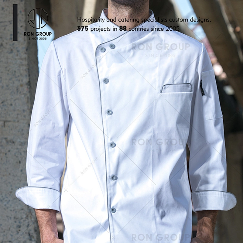 Custom restaurant hotel kitchen white fabric chef coat