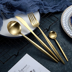 Hot Sale Wholesale Wedding Stainless Steel Real Gold Cutlery Flatware Set