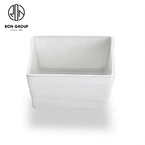 Exquisite Ceramic Plain White Square Shaped Bowl For Restaurant
