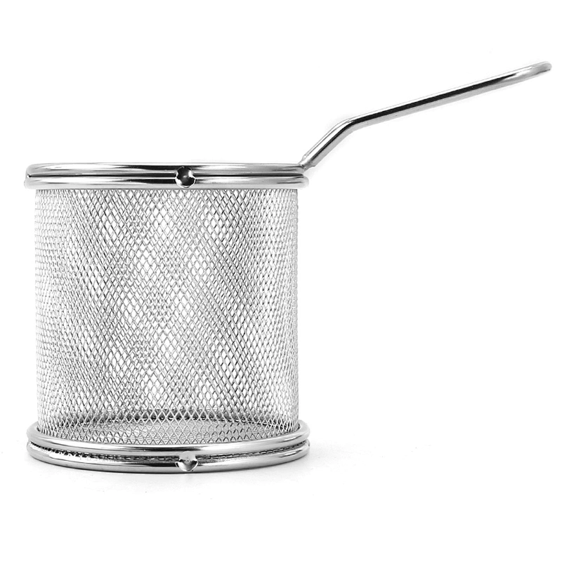 High Quality Cylindrical Metal Iron Wire Kitchen Accessories Stainless Steel Round Mesh Fry Basket