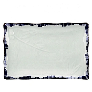 Beautifully Blue Rim 12 Inch Restaurants Ceramic Plate Set
