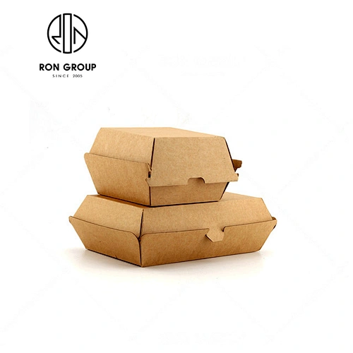 Wholesale Disposable Custom Logo Brown Kraft Paper Burger Box
