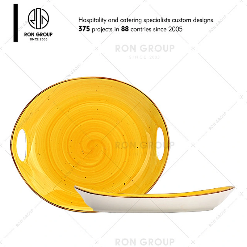 Wholesale Restaurant Yellow Printed Small Ceramic Serving Bowl