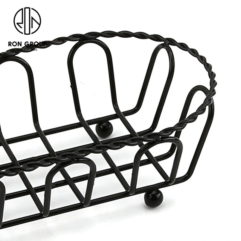 Hot Sale Stainless Steel Black Oval Basket For Home Kitchen Restaurant