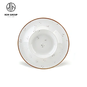 Wholesale Hotel Restaurant Custom Logo Ceramic White Pasta Plates