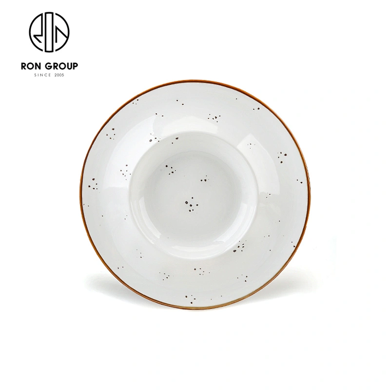 Wholesale Hotel Restaurant Custom Logo Ceramic White Pasta Plates