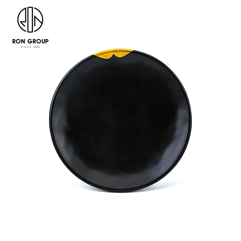 Wholesale Custom Logo Restaurant Black Japanese Melamine Plates Dinner Set