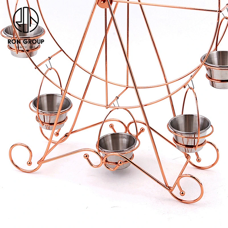 European Style Party Metal Rotating Gold Eight Bowl Ferris Wheel Display Shelf