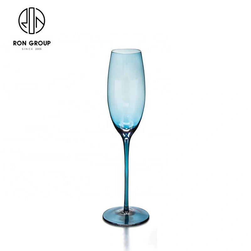 New Design Long Stem Cocktail Beverage Blue Color Champagne Glass