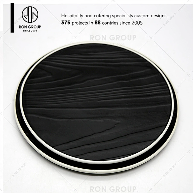 Restaurant black color unbreakable ceramic microwave dish plate