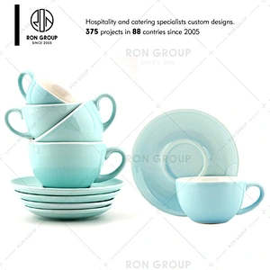 Hot Sale Blue Ceramic Coffee Cup And Saucer Set