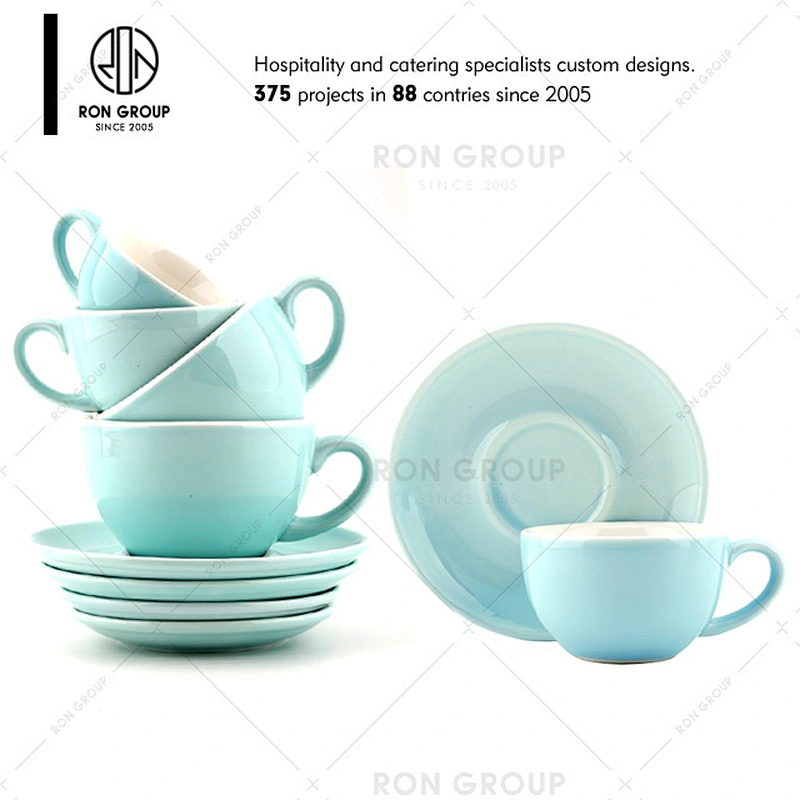 Hot Sale Blue Ceramic Coffee Cup And Saucer Set
