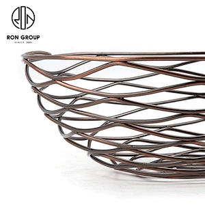 2020 New Kitchen Accessories Metal Iron Wire Round Bronzed Middle Size Bread Basket