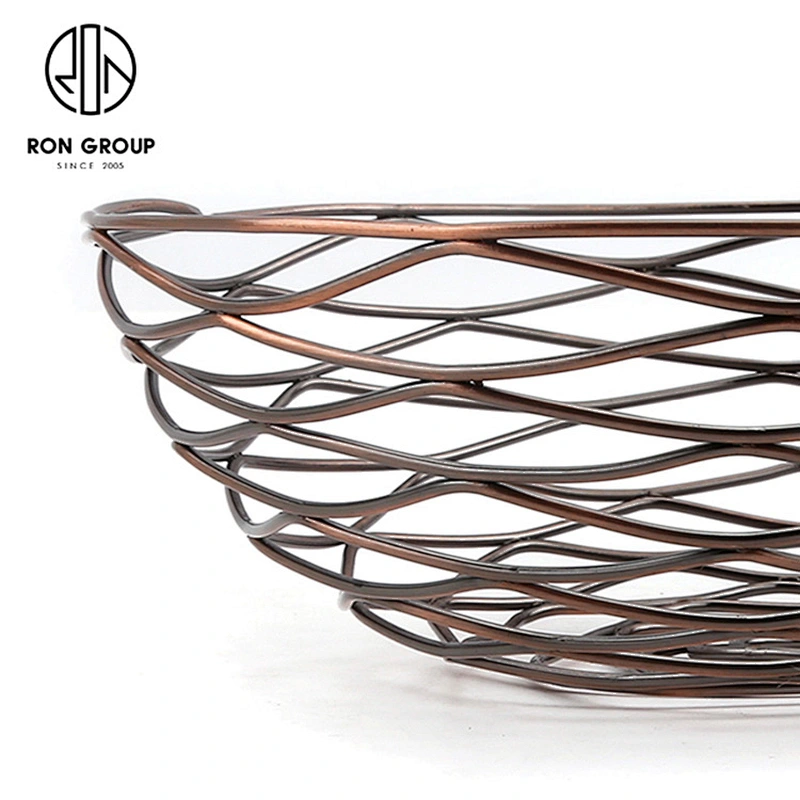 2020 New Kitchen Accessories Metal Iron Wire Round Bronzed Middle Size Bread Basket