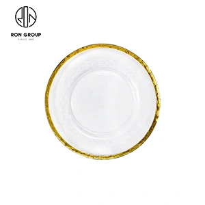 Wholesale Restaurant Wedding Dining Glass Dinnerware Gold Charger Plates