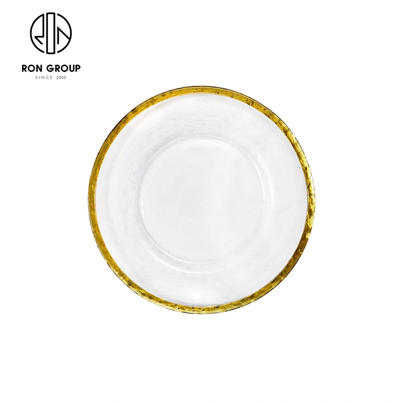 Wholesale Restaurant Wedding Dining Glass Dinnerware Gold Charger Plates