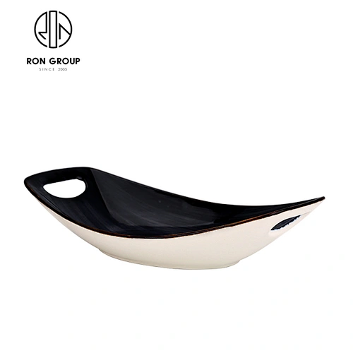 Hand-Painted Black Ceramic Black Ceramic Restaurant Dinner Plates