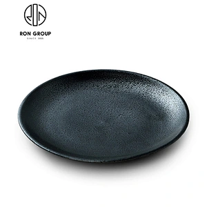 Ceramic Tableware Round Shallow Plate Matt Black Plate