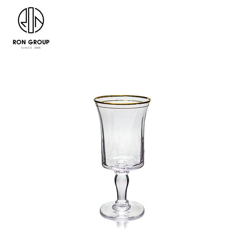 Custom Red Wine Glass Gold Rimmed Champagne Glass For Wedding Rental