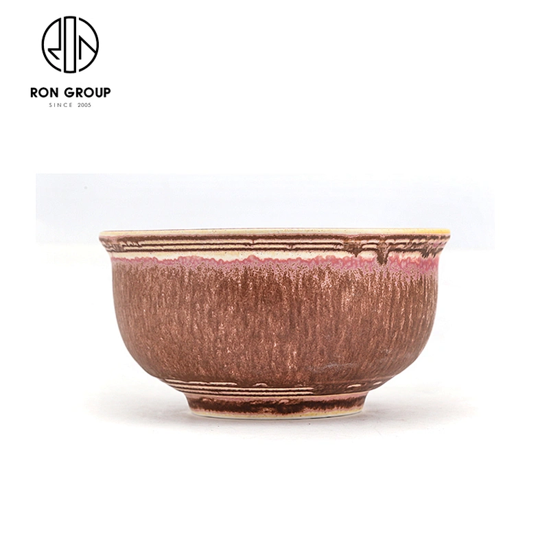 Fambe Pink Rhythm Collection Ceramic Porcelain Rice Bowl For Restaurant