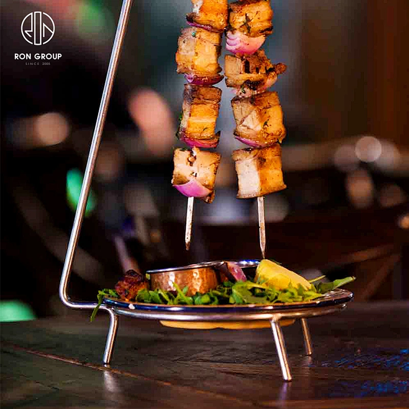 Quality Stainless Steel Stand With Two Needles BBQ Kabob Skewers